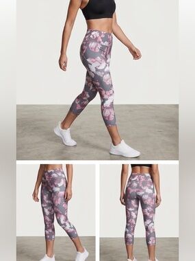 Victoria Sport Knockout High-Rise Leggings - Pink Floral - Size Medium Short